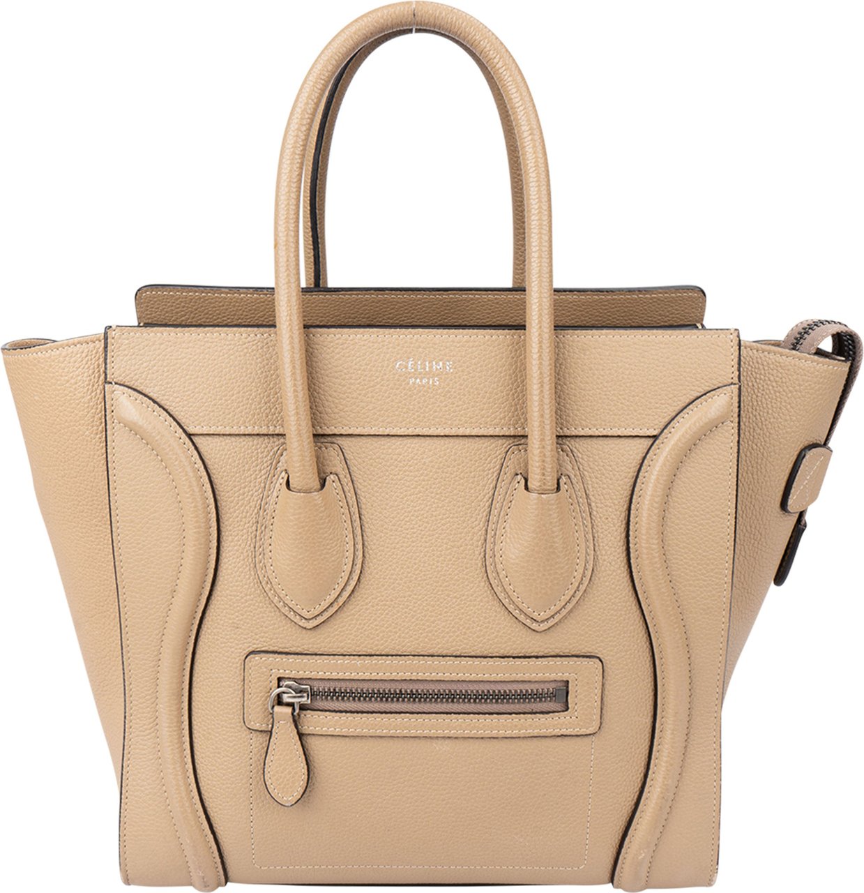 Celine Céline Taupe Leather Luggage Handbag Bruin
