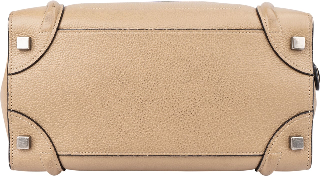 Celine Céline Taupe Leather Luggage Handbag Bruin