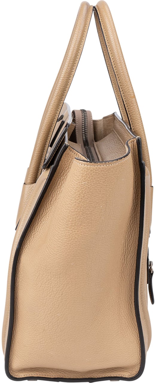 Celine Céline Taupe Leather Luggage Handbag Bruin