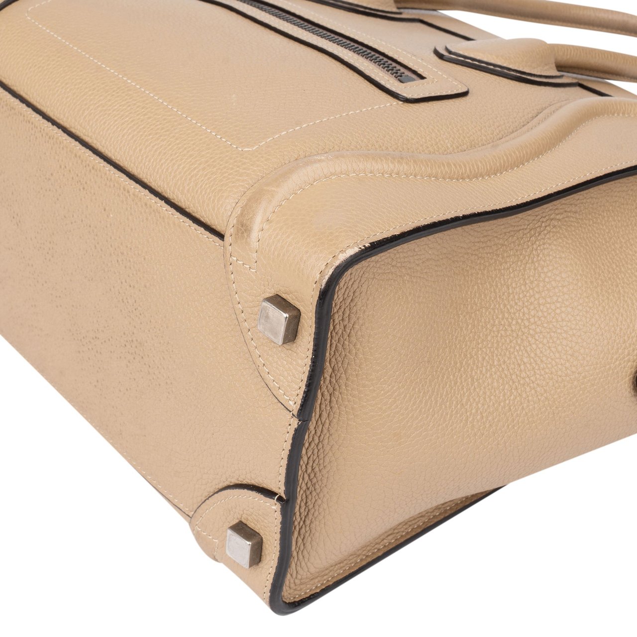 Celine Céline Taupe Leather Luggage Handbag Bruin