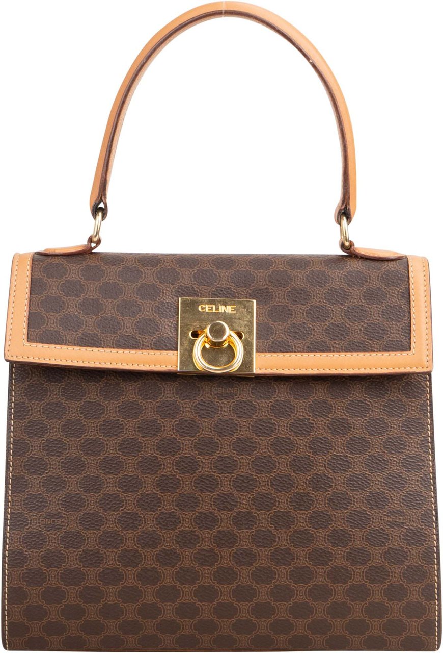 Celine Celine Maccadam Monogram Clasp Handbag Bruin