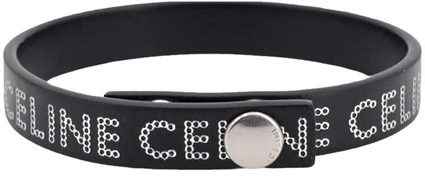 Celine Celine Leather Logo Bracelet Zwart
