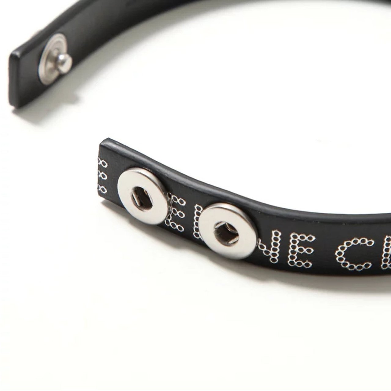 Celine Celine Leather Logo Bracelet Zwart