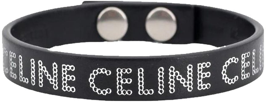 Celine Celine Leather Logo Bracelet Zwart