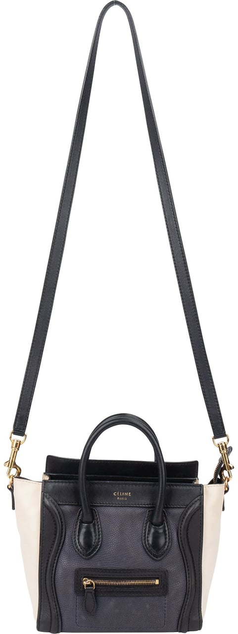 Celine Céline Tricolor Leather Luggage Handbag Zwart