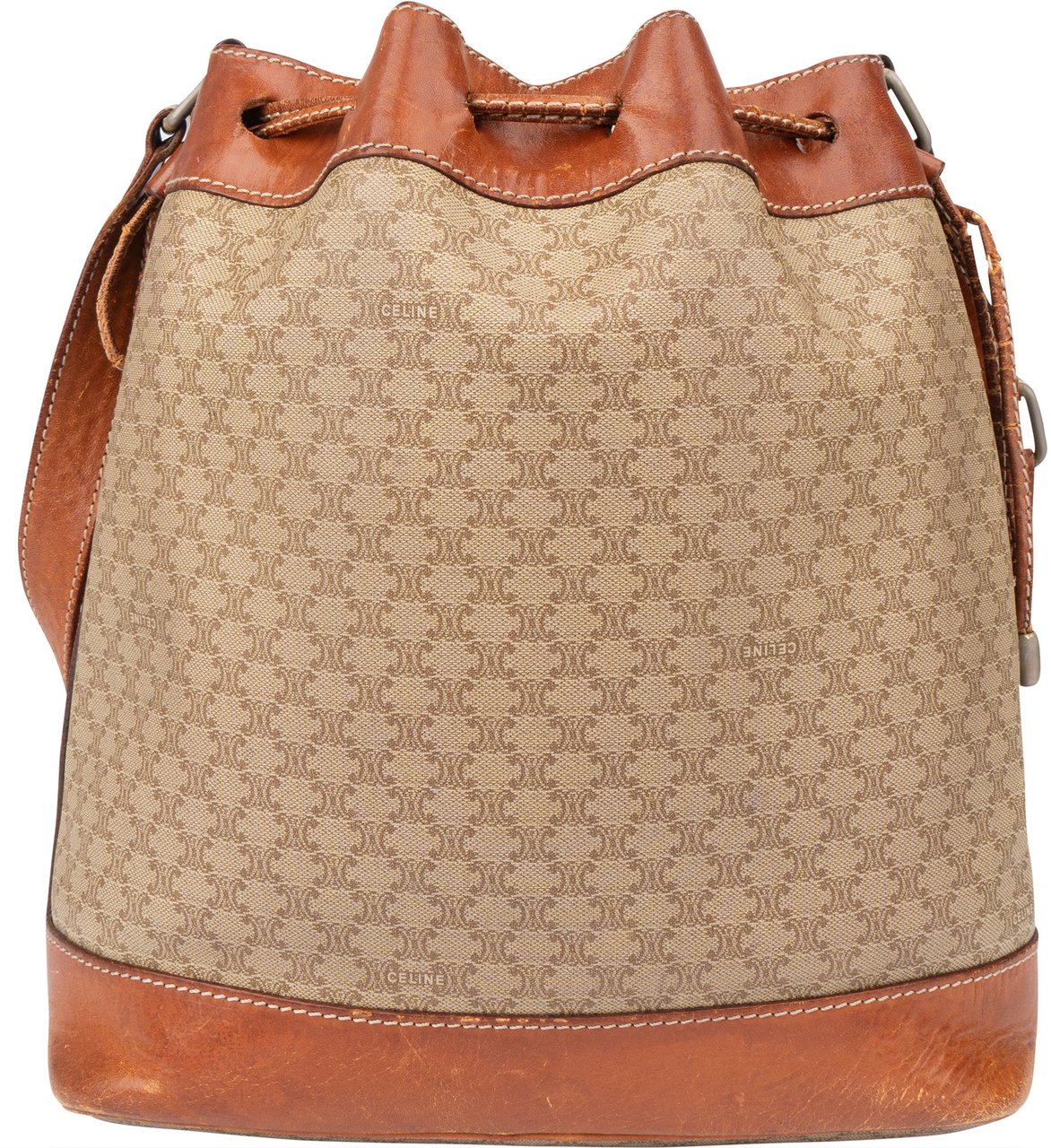 Celine Celine Maccadam Monogram Bucket Shoulder Bag Bruin