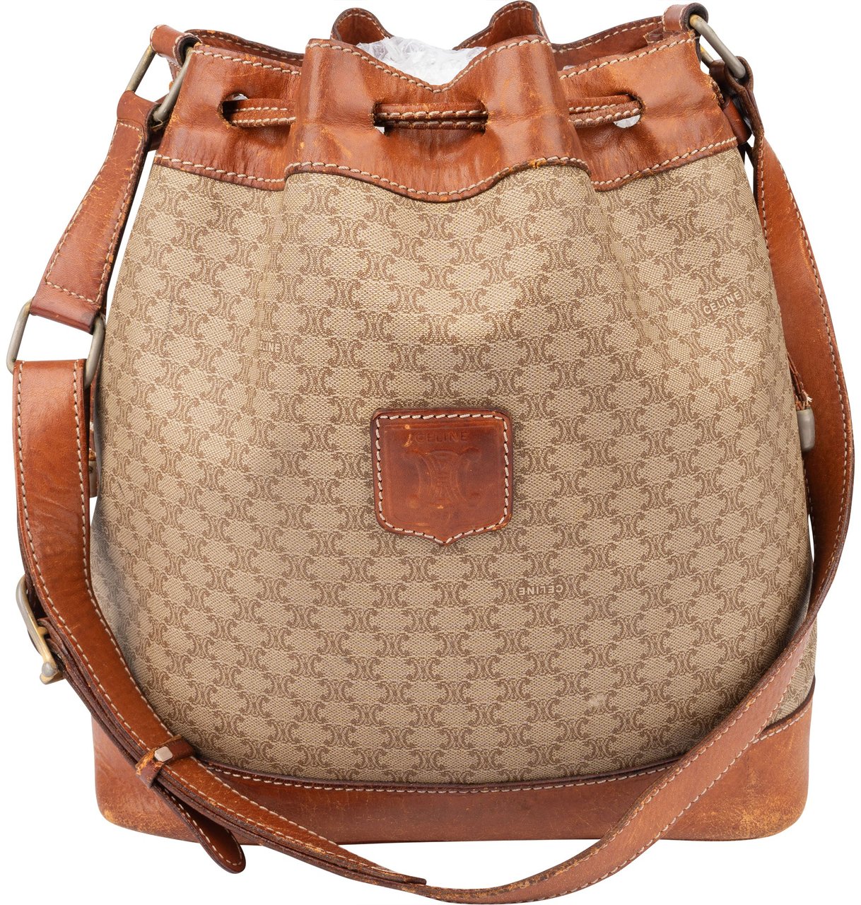 Celine Celine Maccadam Monogram Bucket Shoulder Bag Bruin