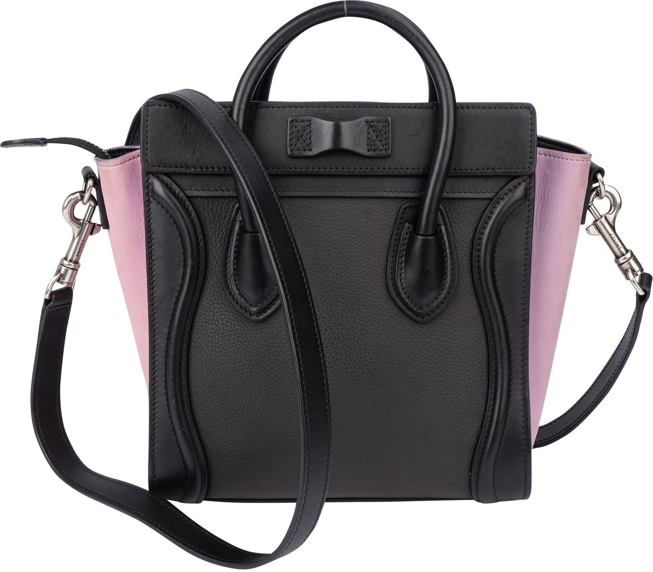 Celine Céline Tricolor Leather Luggage Handbag Zwart