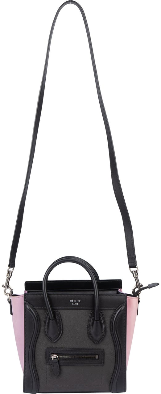 Celine Céline Tricolor Leather Luggage Handbag Zwart