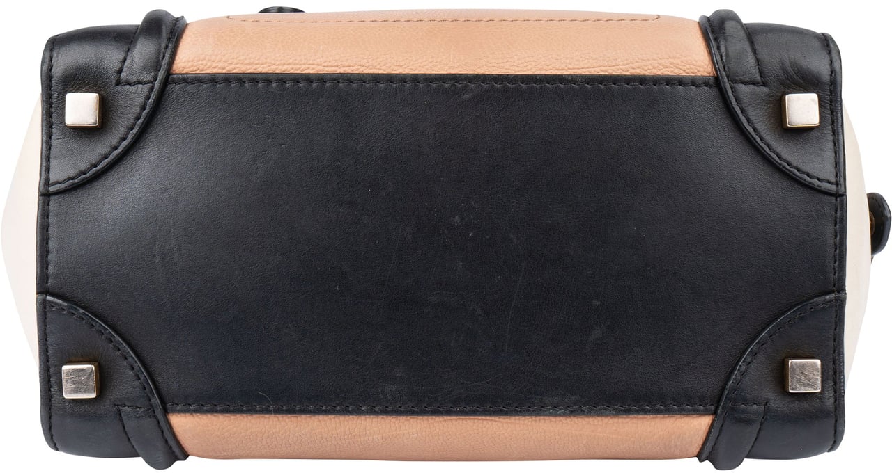 Celine Céline Tricolor Leather Luggage Handbag Zwart