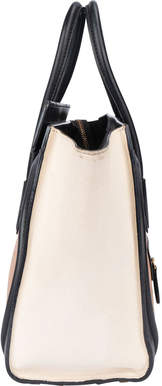 Celine Céline Tricolor Leather Luggage Handbag Zwart