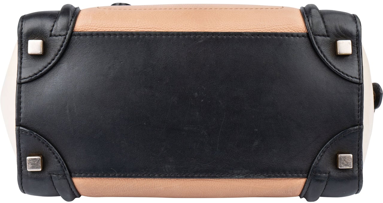 Celine Céline Tricolor Leather Luggage Handbag Zwart