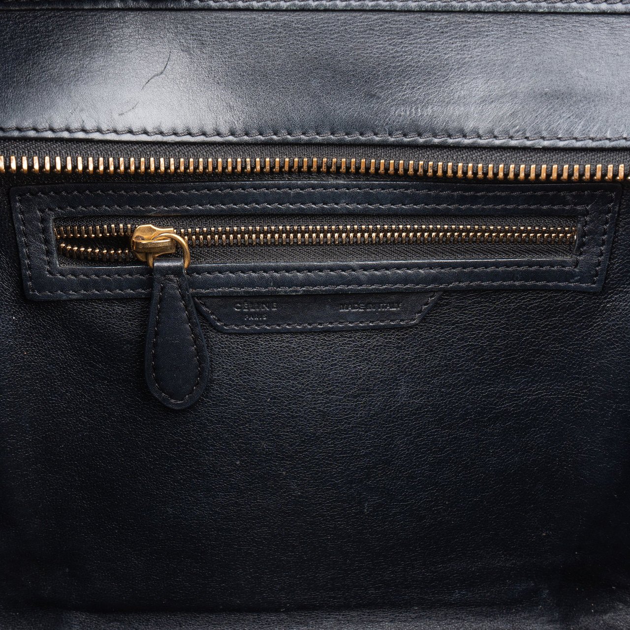 Celine Céline Tricolor Leather Luggage Handbag Zwart