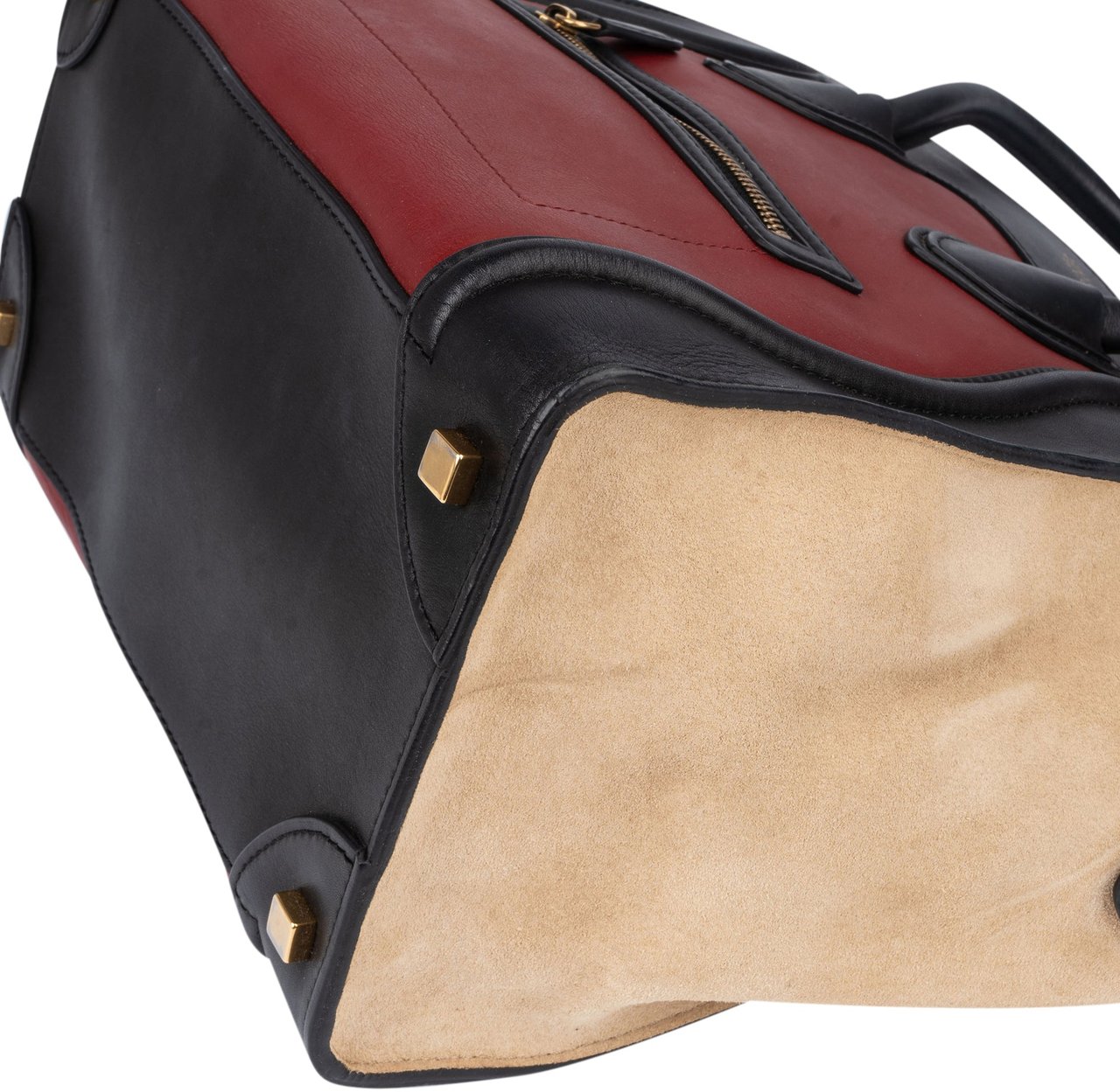 Celine Céline Tricolor Leather Luggage Handbag Zwart