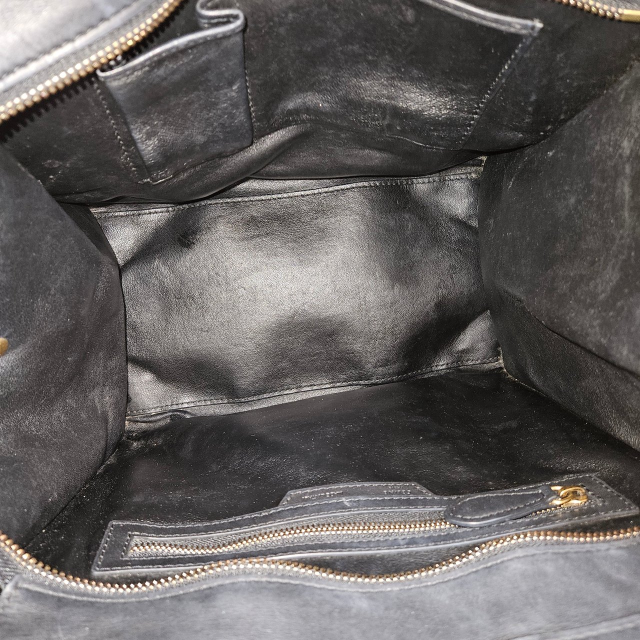 Celine Céline Tricolor Leather Luggage Handbag Zwart