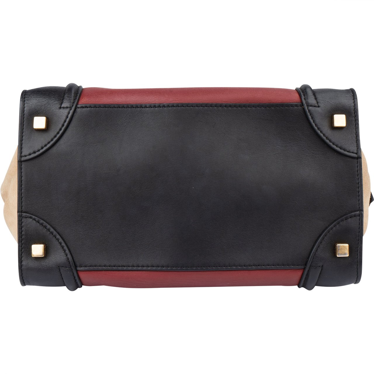 Celine Céline Tricolor Leather Luggage Handbag Zwart