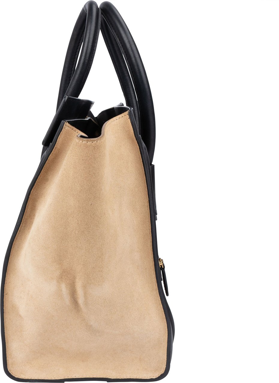 Celine Céline Tricolor Leather Luggage Handbag Zwart