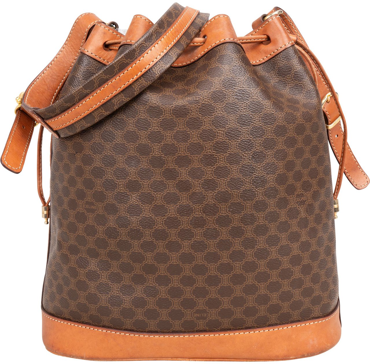 Celine Celine Maccadam Monogram Bucket Crossbody Bag Bruin