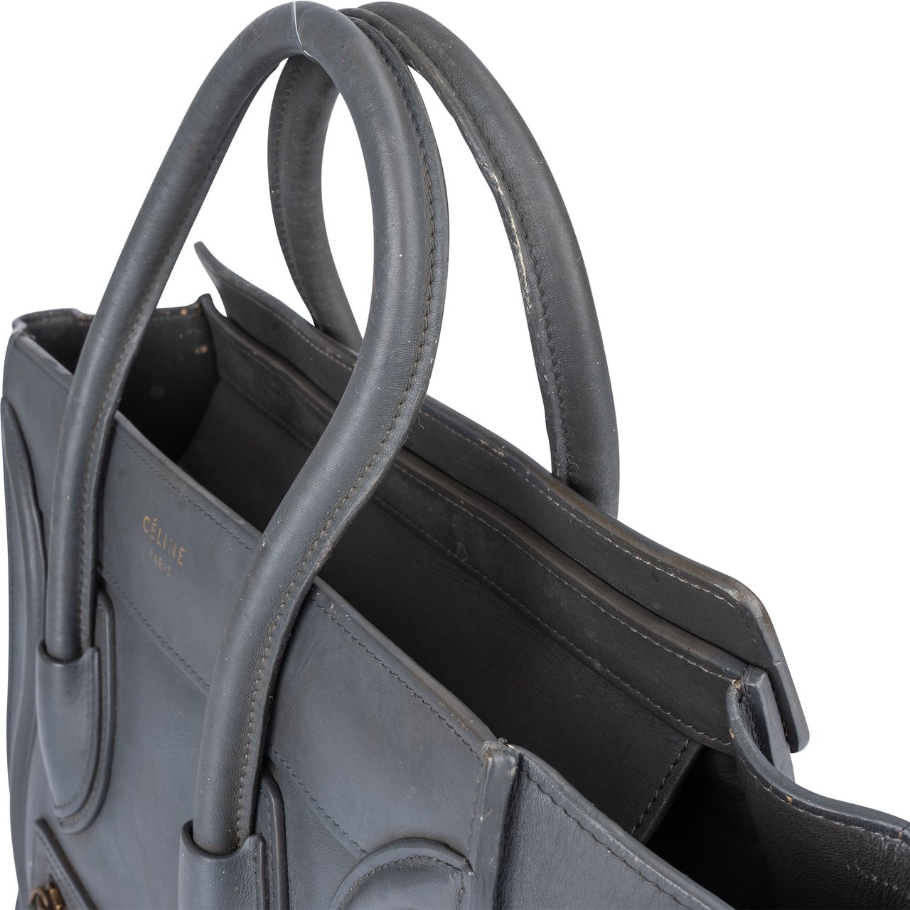 Celine Céline Grey Leather Luggage Handbag Donkergrijs