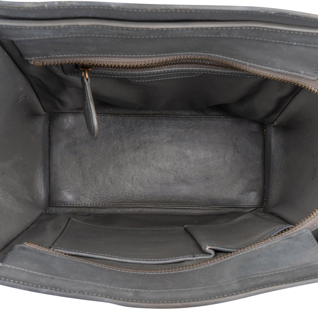 Celine Céline Grey Leather Luggage Handbag Donkergrijs