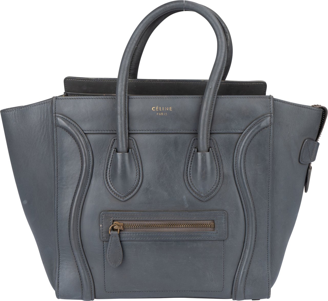 Celine Céline Grey Leather Luggage Handbag Donkergrijs