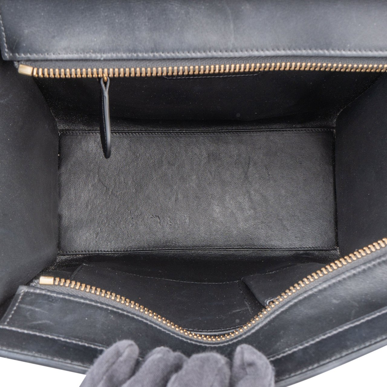 Celine Céline Tricolor Leather Luggage Handbag Zwart