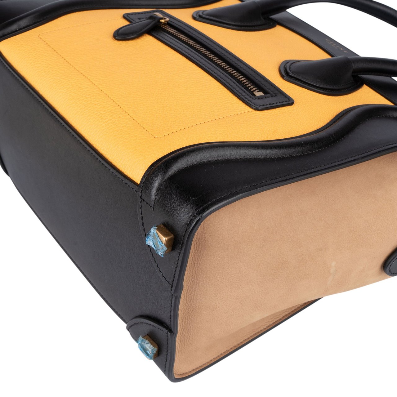 Celine Céline Tricolor Leather Luggage Handbag Zwart