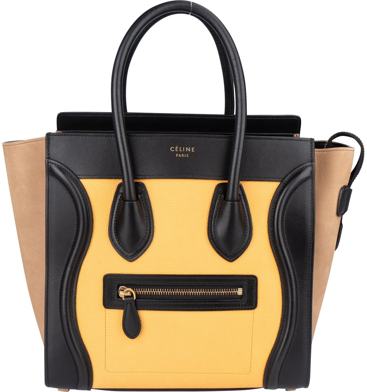 Celine Céline Tricolor Leather Luggage Handbag Zwart
