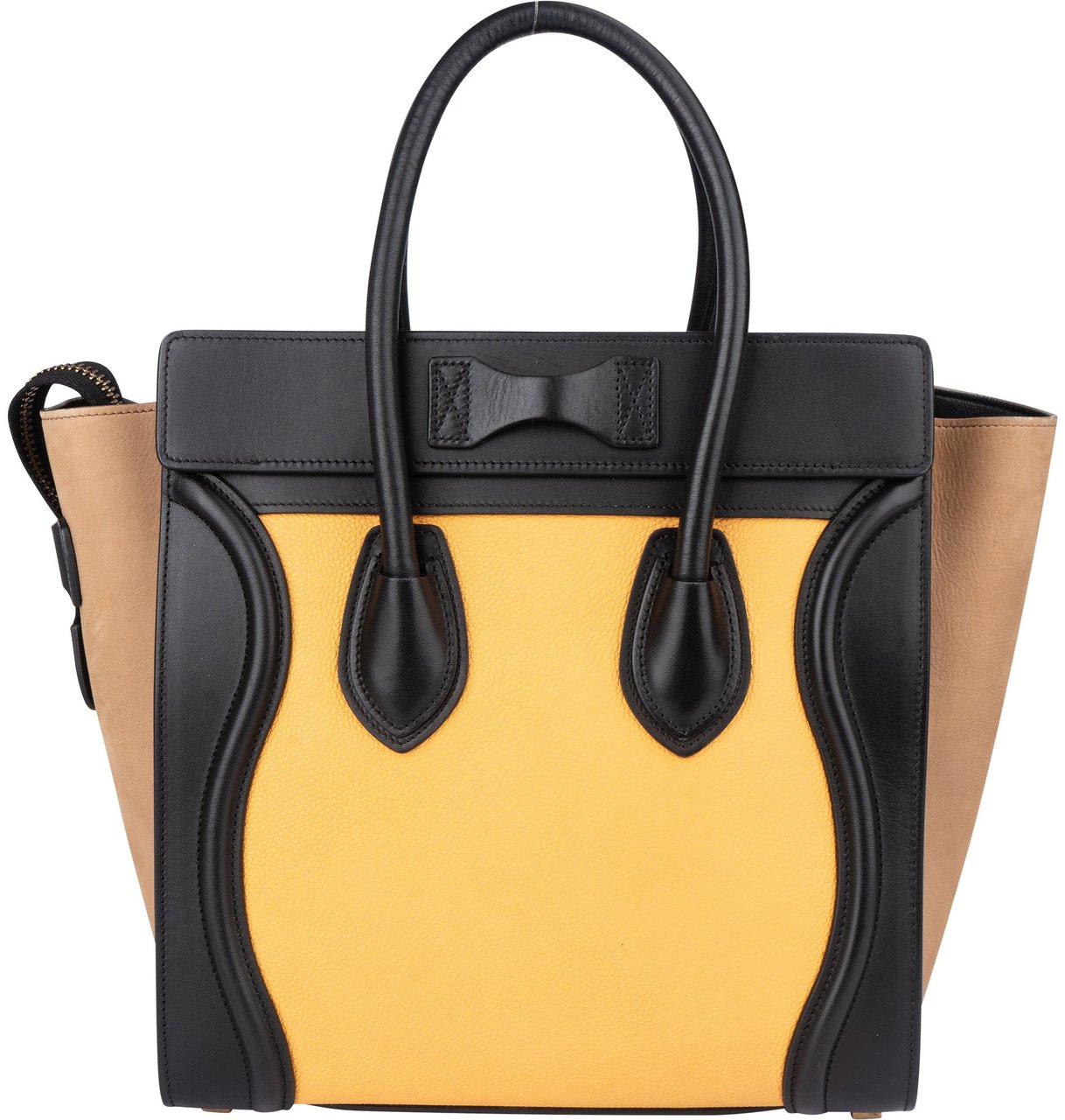 Celine Céline Tricolor Leather Luggage Handbag Zwart
