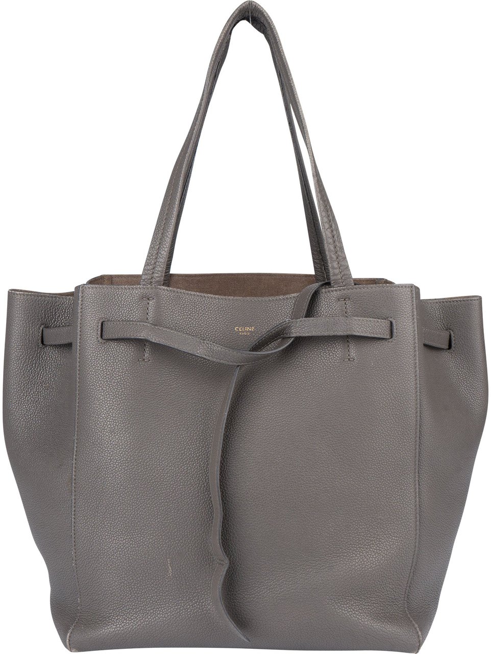 Celine Céline Grey Leather Phantom Tote Small Handbag Donkergrijs