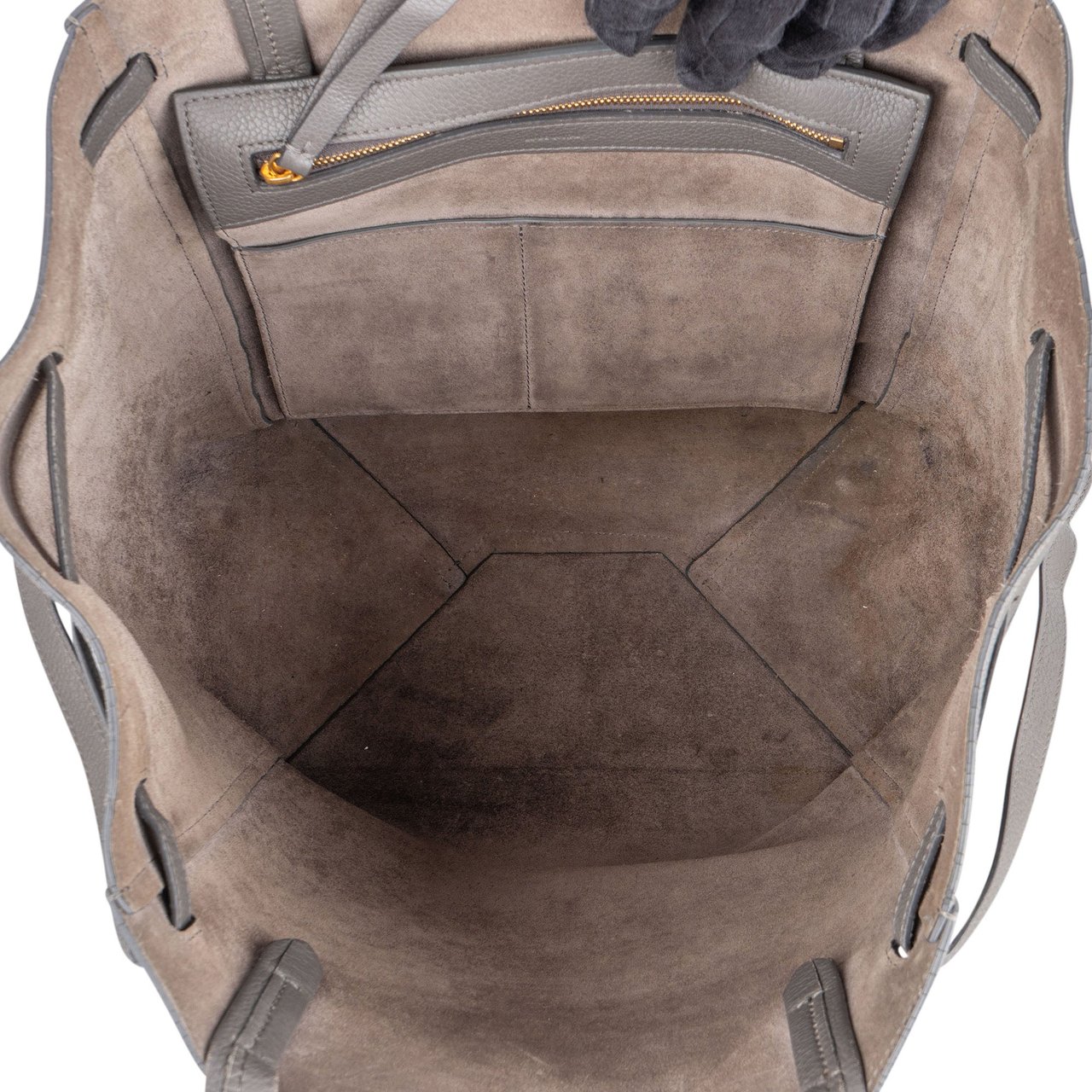 Celine Céline Grey Leather Phantom Tote Small Handbag Donkergrijs