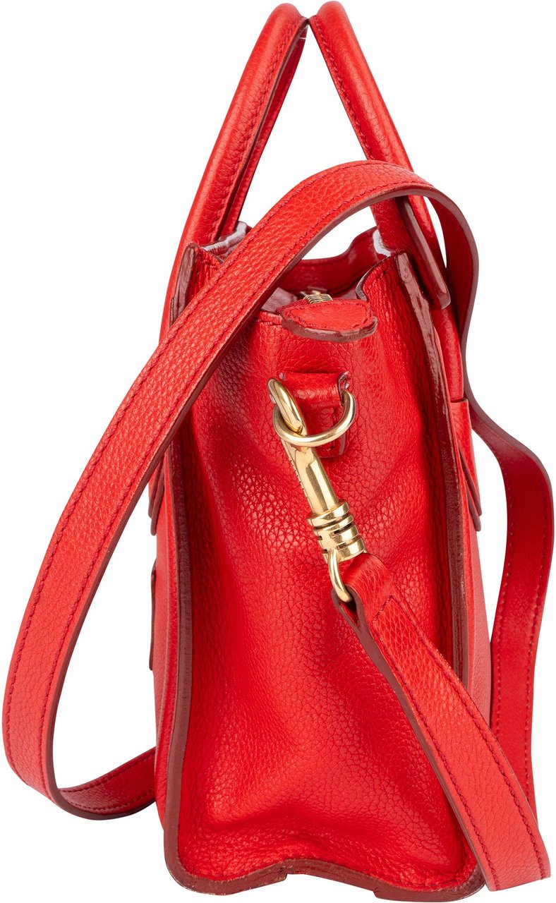 Celine Céline Red Leather Luggage Handbag Rood