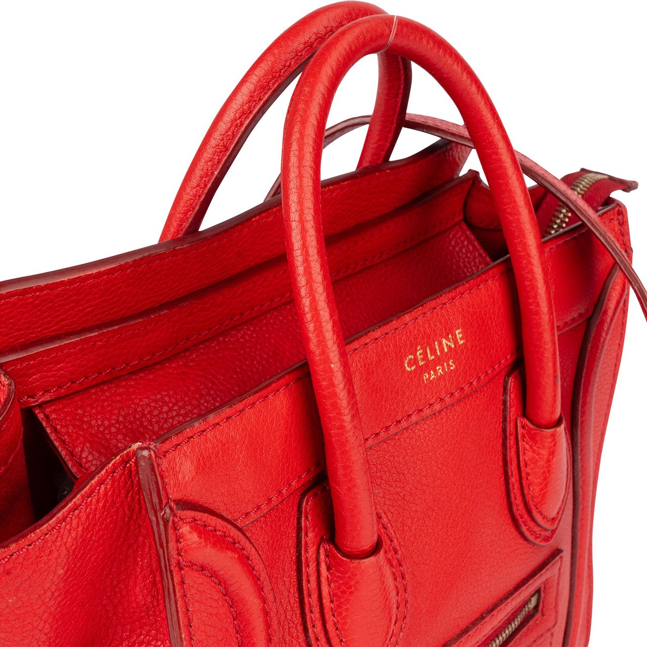 Celine Céline Red Leather Luggage Handbag Rood