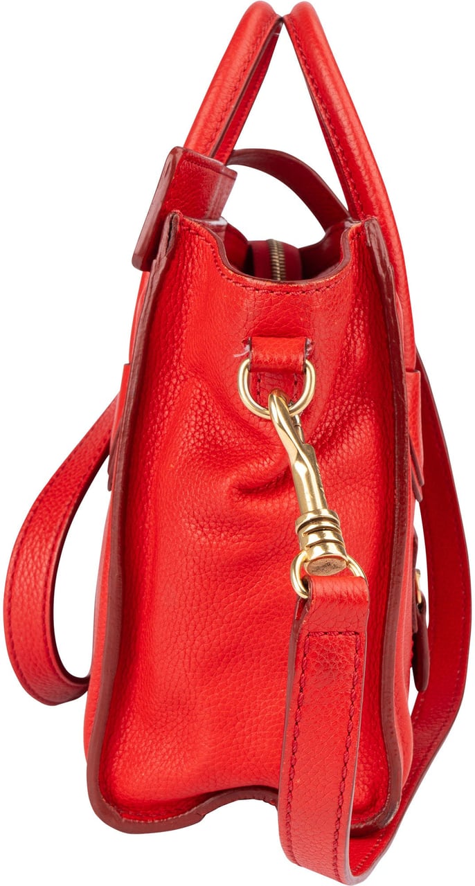 Celine Céline Red Leather Luggage Handbag Rood