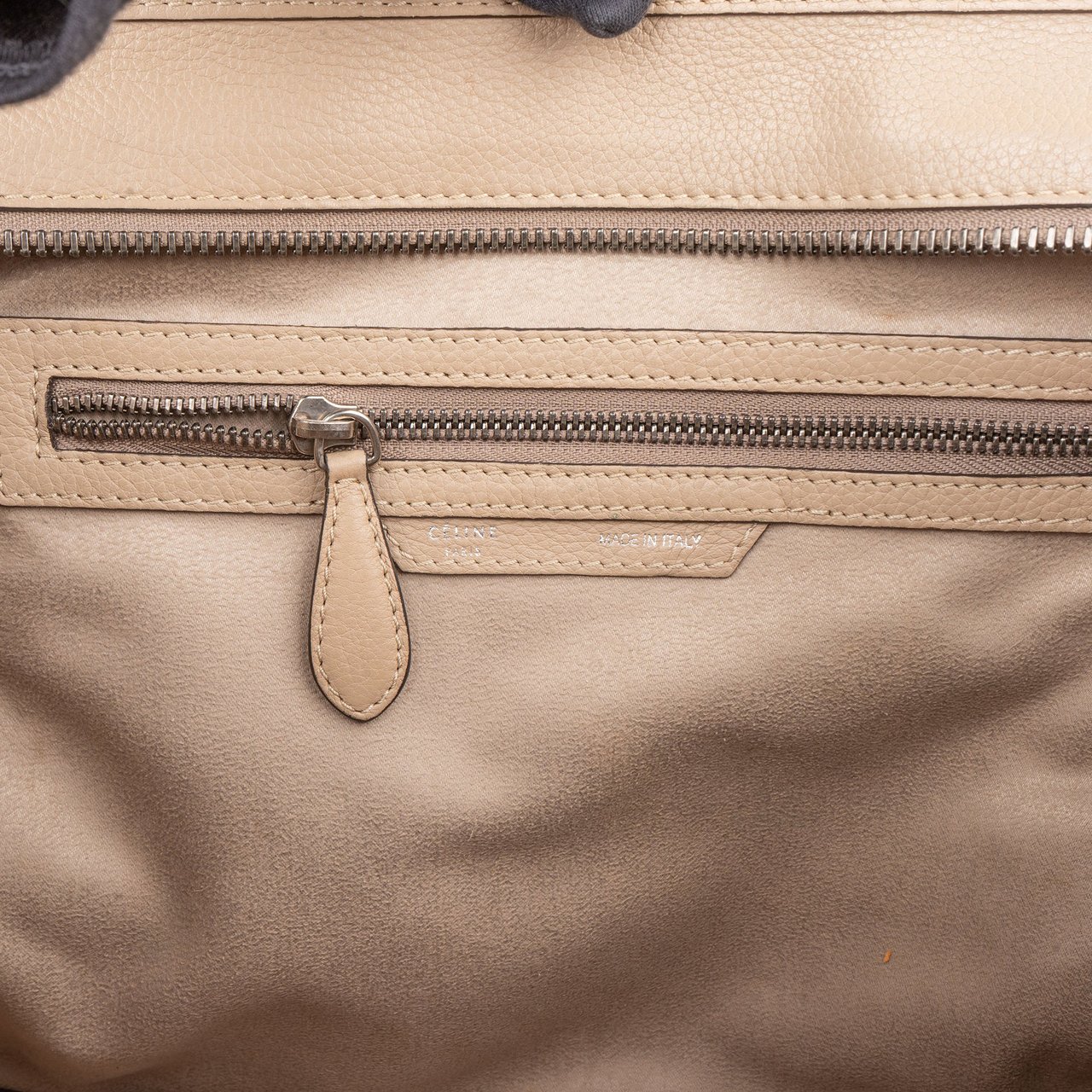 Celine Céline Taupe Leather Luggage Handbag Donkergrijs