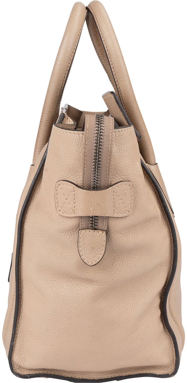 Celine Céline Taupe Leather Luggage Handbag Donkergrijs