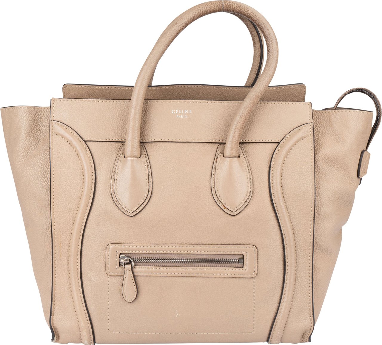 Celine Céline Taupe Leather Luggage Handbag Donkergrijs