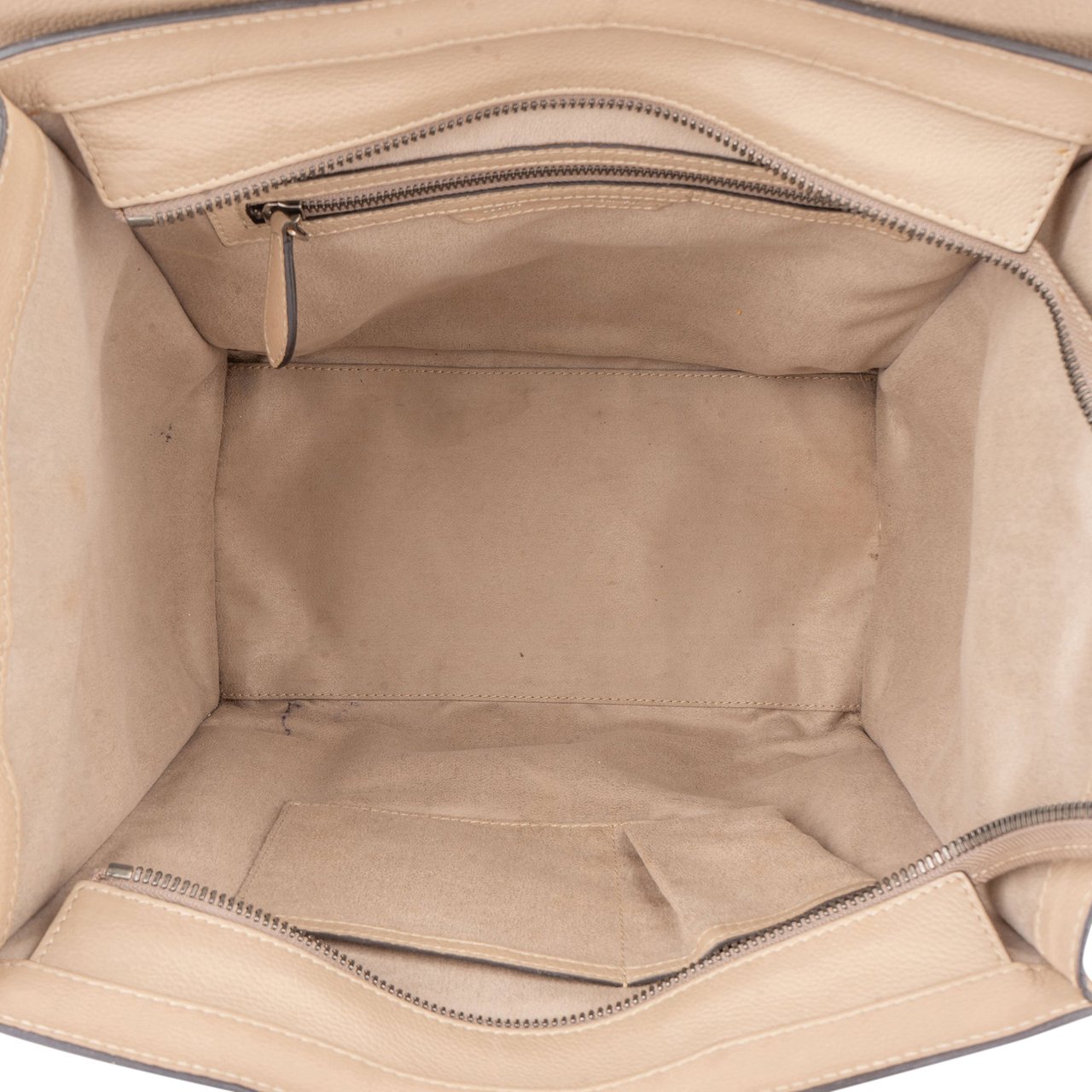 Celine Céline Taupe Leather Luggage Handbag Donkergrijs
