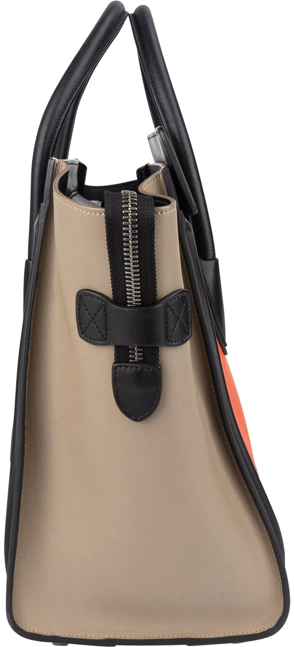 Celine Céline Tricolor Leather Luggage Handbag Zwart