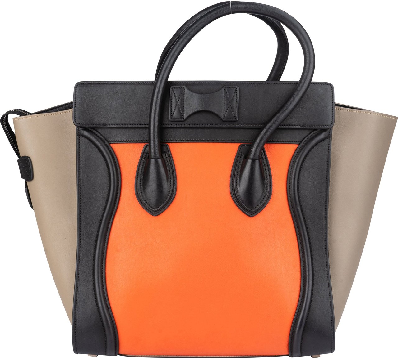 Celine Céline Tricolor Leather Luggage Handbag Zwart