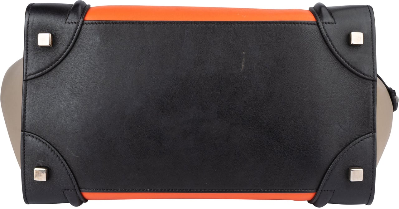 Celine Céline Tricolor Leather Luggage Handbag Zwart