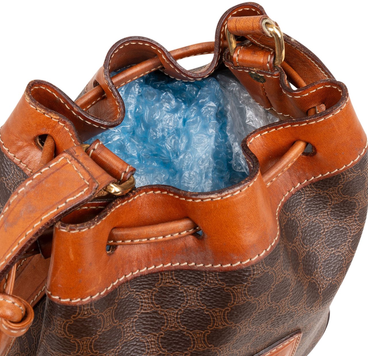 Celine Celine Maccadam Monogram Bucket Shoulder Bag Bruin