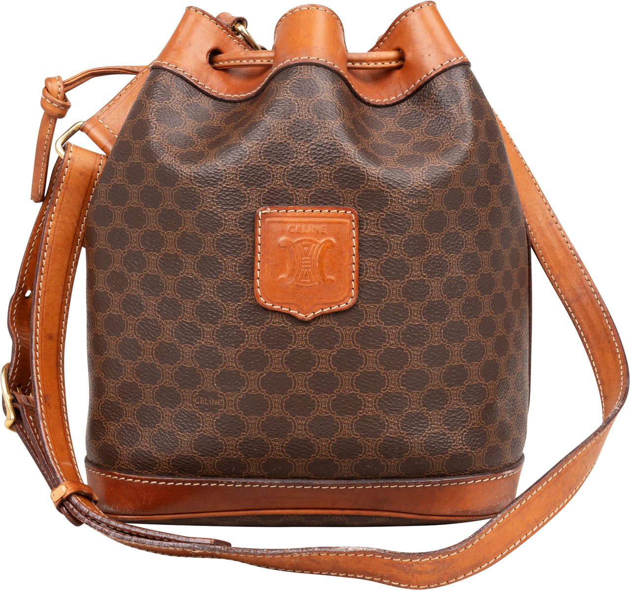 Celine Celine Maccadam Monogram Bucket Shoulder Bag Bruin