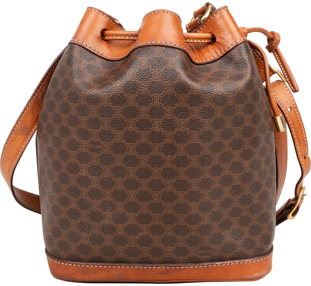 Celine Celine Maccadam Monogram Bucket Shoulder Bag Bruin