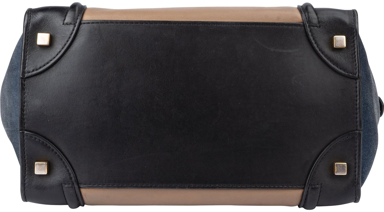 Celine Céline Tricolor Leather Luggage Handbag Zwart