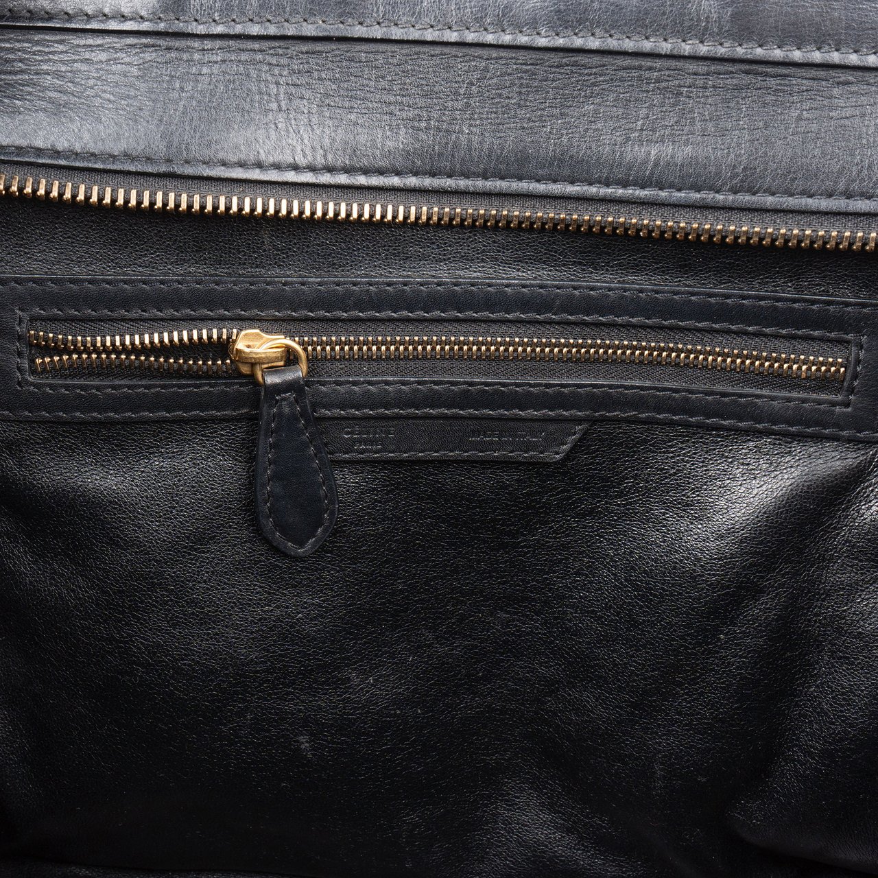 Celine Céline Tricolor Leather Luggage Handbag Zwart