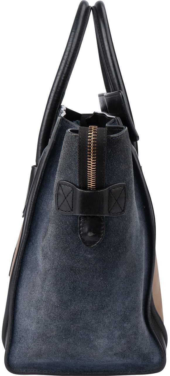 Celine Céline Tricolor Leather Luggage Handbag Zwart