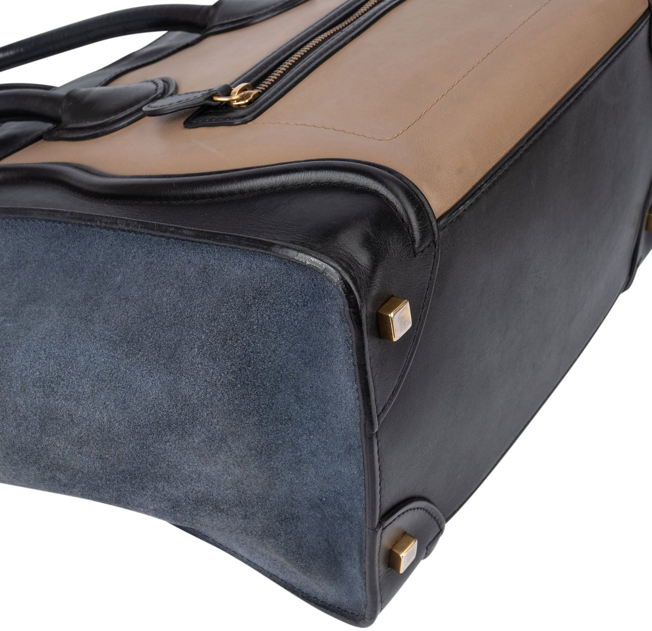 Celine Céline Tricolor Leather Luggage Handbag Zwart