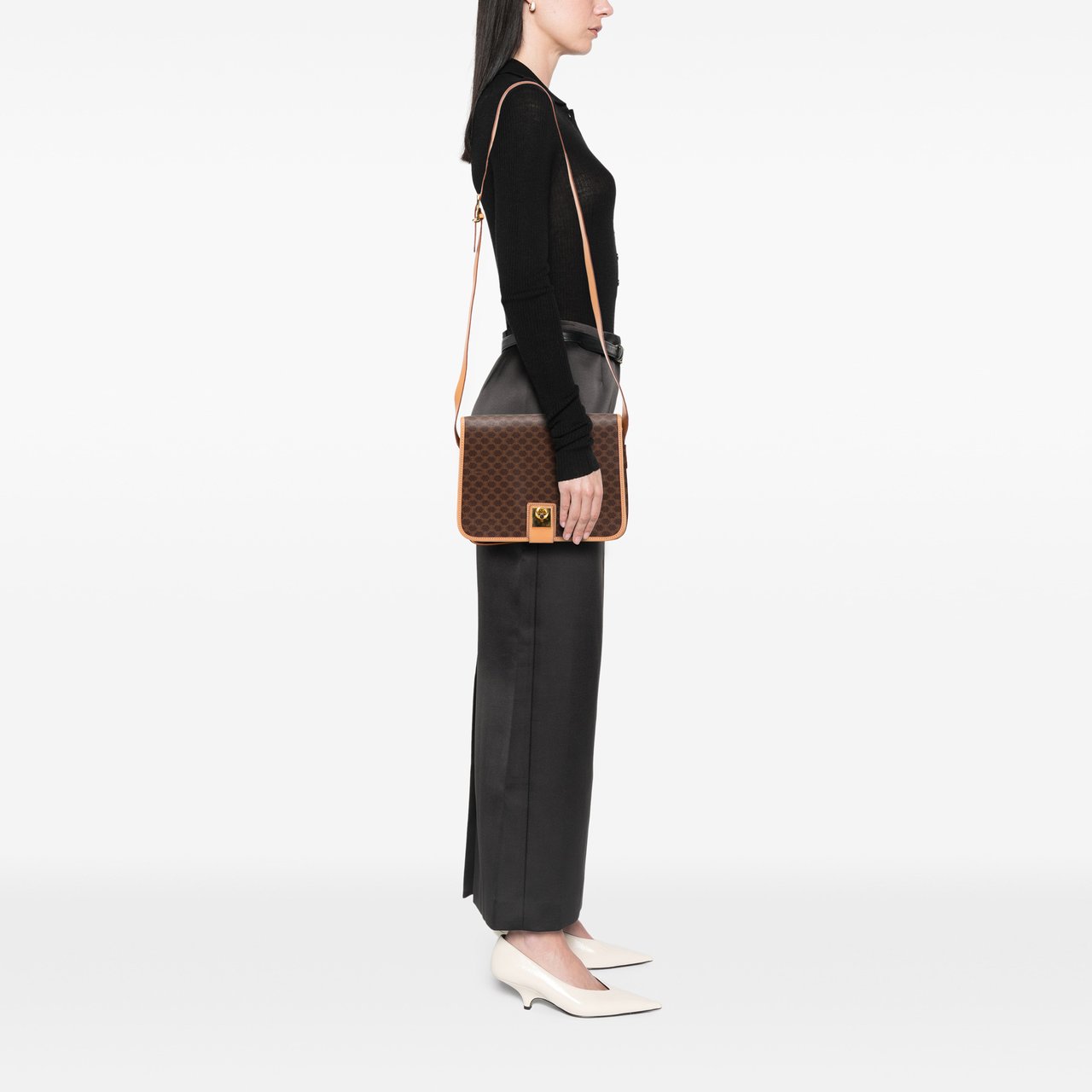 Celine Macadam Coated Canvas Crossbody Bruin