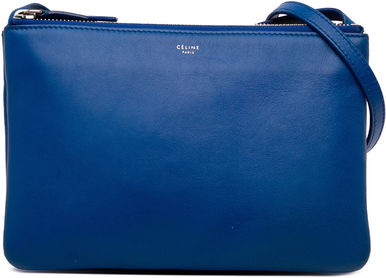 Celine Small Lambskin Trio Crossbody Blauw